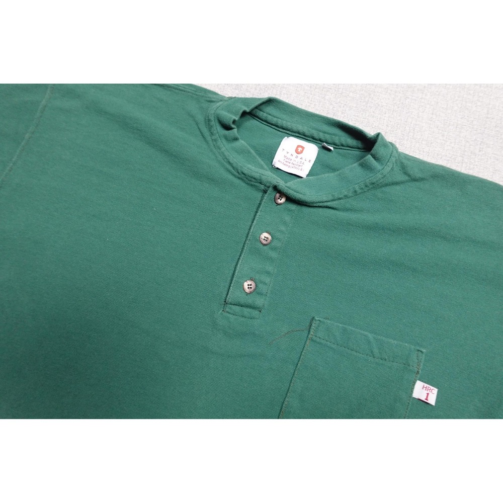 Tyndale FR Henley Shirt Mens XL Green Flame Resistant Work Tee Arc Rated USA